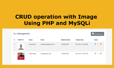 عملکرد CRUD با استفاده از PHP و MySQLi