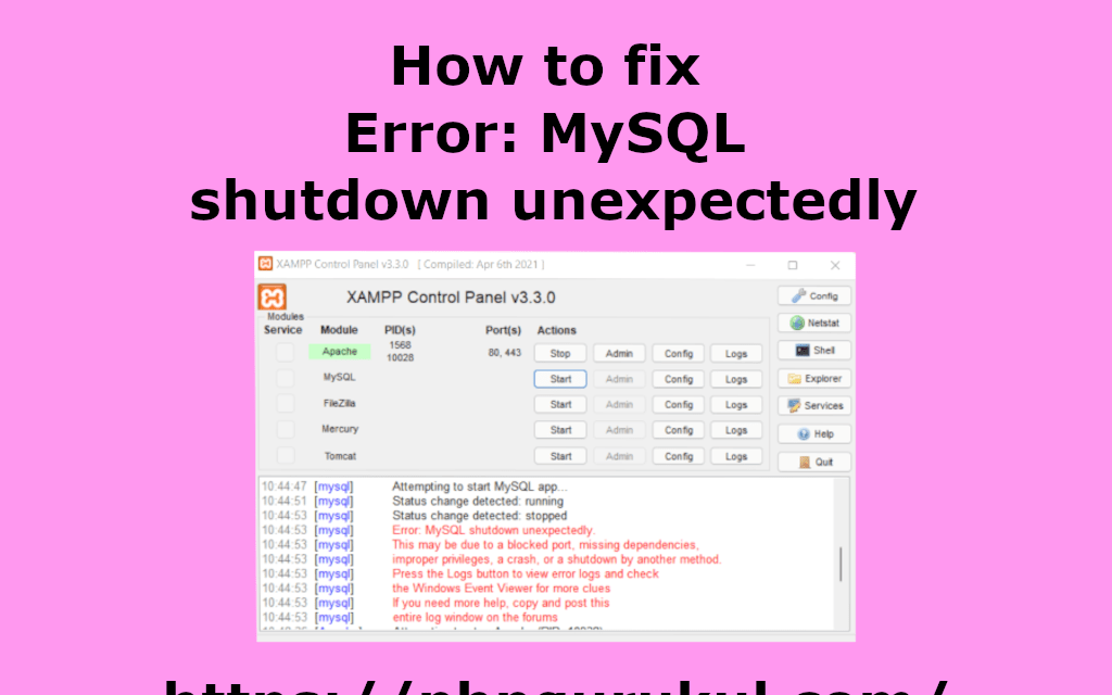 نحوه رفع خطا: خاموش شدن MySQL به طور غیرمنتظره